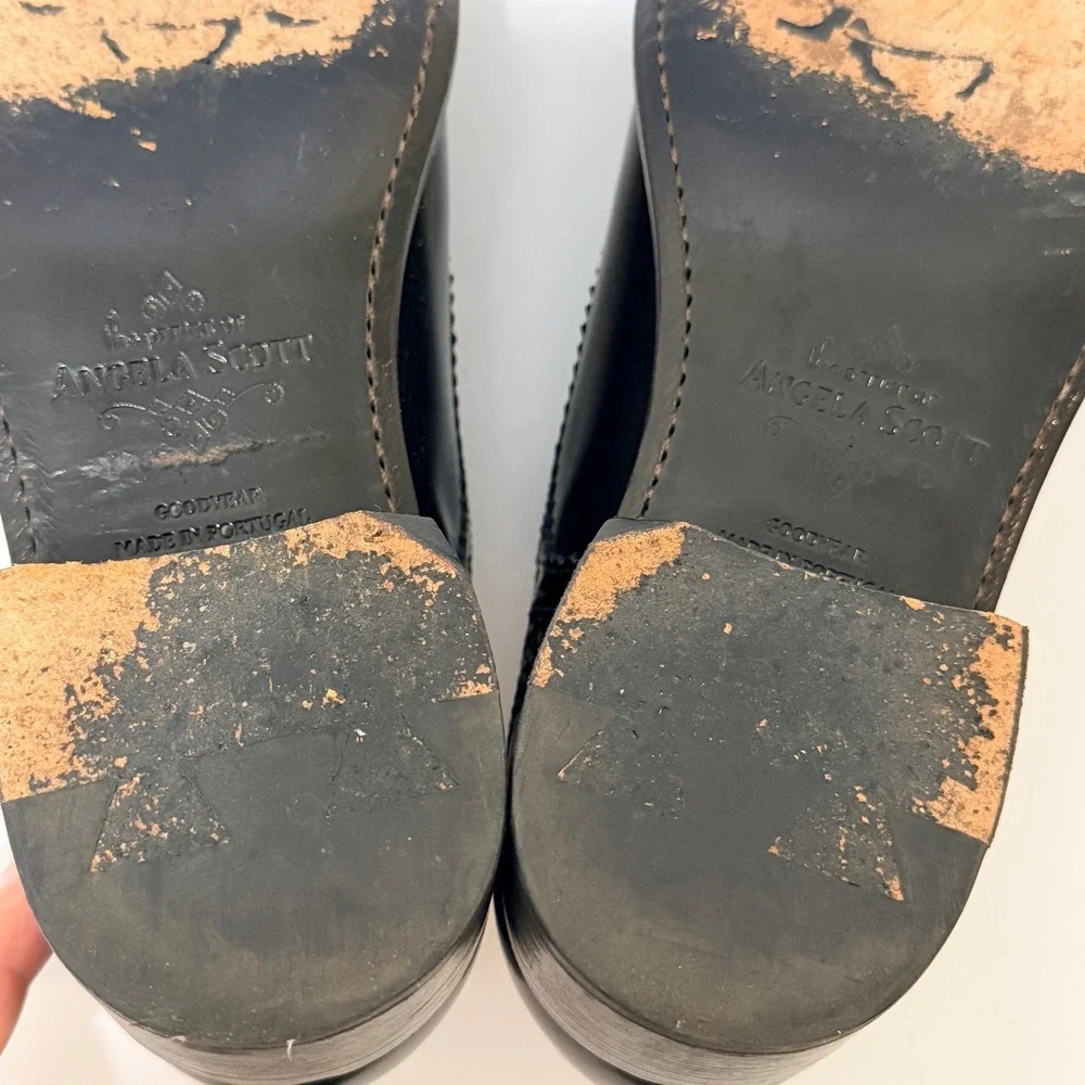 The Office Angela Scott Ms Arzner Slip On Black Oxford Leather Loafer 38.5 US8.5